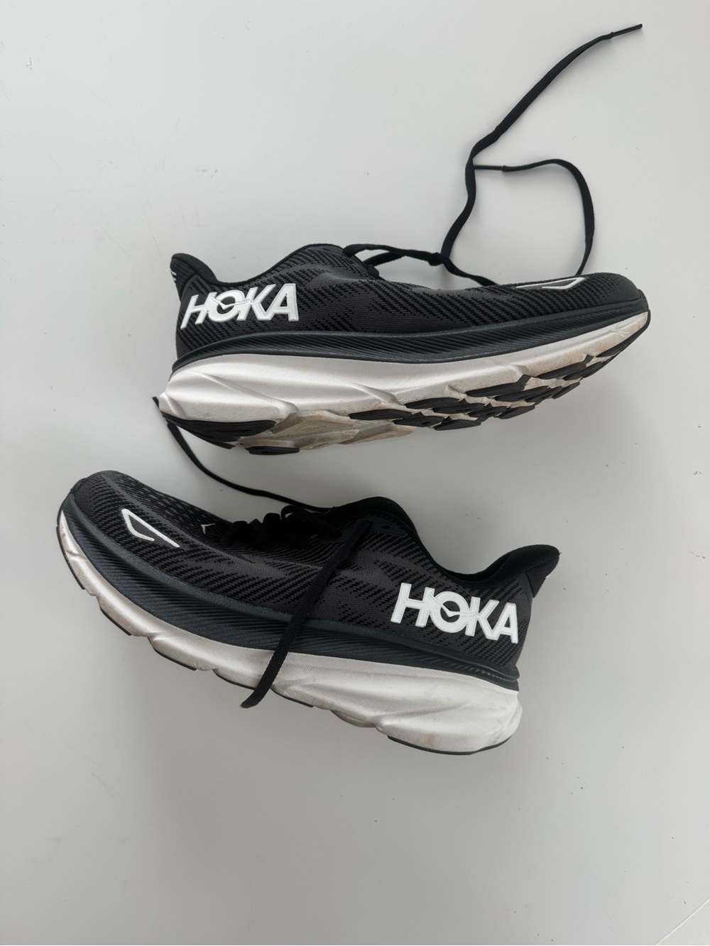 Hoka Black and White Clifton 9